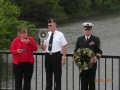 Reverend Deborah Wise, Rich Miller, and KevinKuiper - Navy tribut ceremony on the bridge