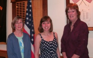 left to right: Patty Kaiser-Chaplain, Emma Withers winner of the Wilma Cooley/Auxiliary Scholarship, Mary Steinbach-President